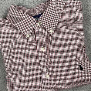 Ralph Lauren Red and Black Long Sleeve Button Down Shirt Size 16 34/35
